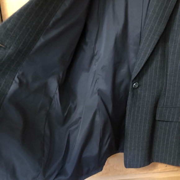 Dark gray and lilac pinstripes suit jacket wool size 14 MSRP $428 - Picture 5 of 13